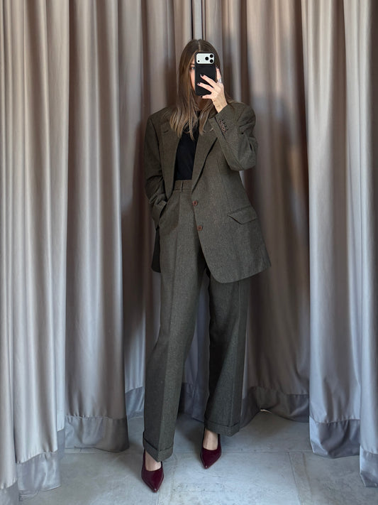 Abito vintage Burberry in lana verdone tg 50