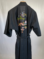 Carica l&#39;immagine nel visualizzatore di Gallery, Kimono orientale vintage nero tg M/L
