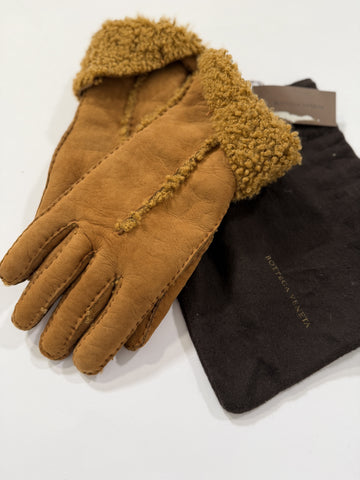 Guanti Bottega Veneta camoscio e teddy