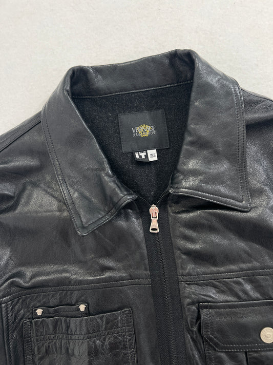 Giacca vintage Versace in pelle nero