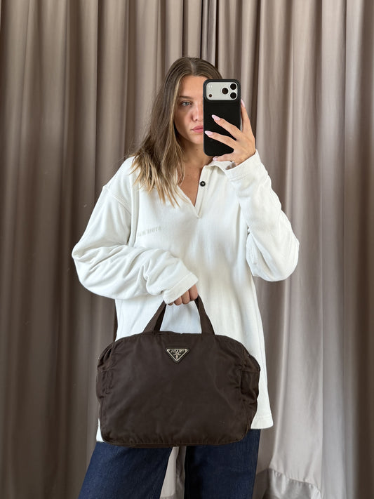 Borsa vintage Prada tela marrone