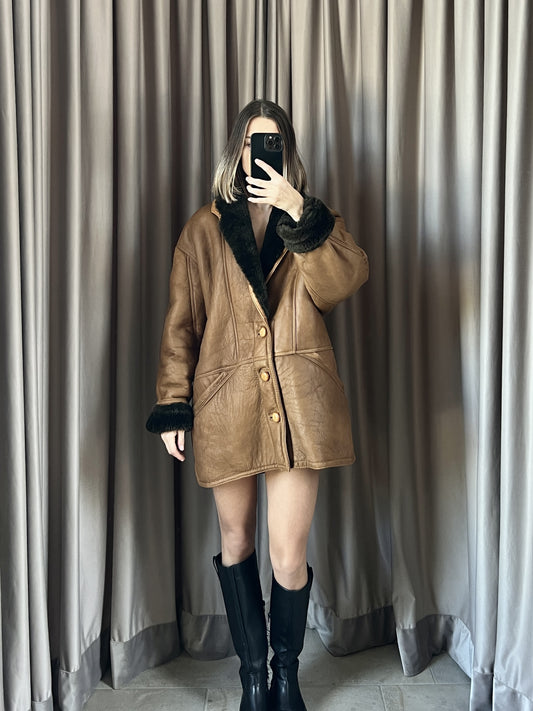 Montone vintage Shearling marrone/verde tg L