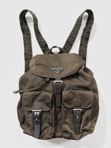 Borsa zaino vintage Prada nylon kaki