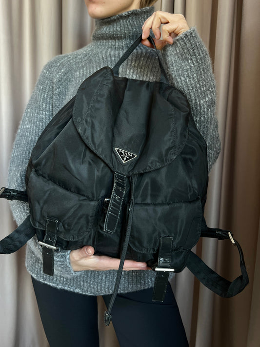 Borsa zaino vintage Prada nylon nero