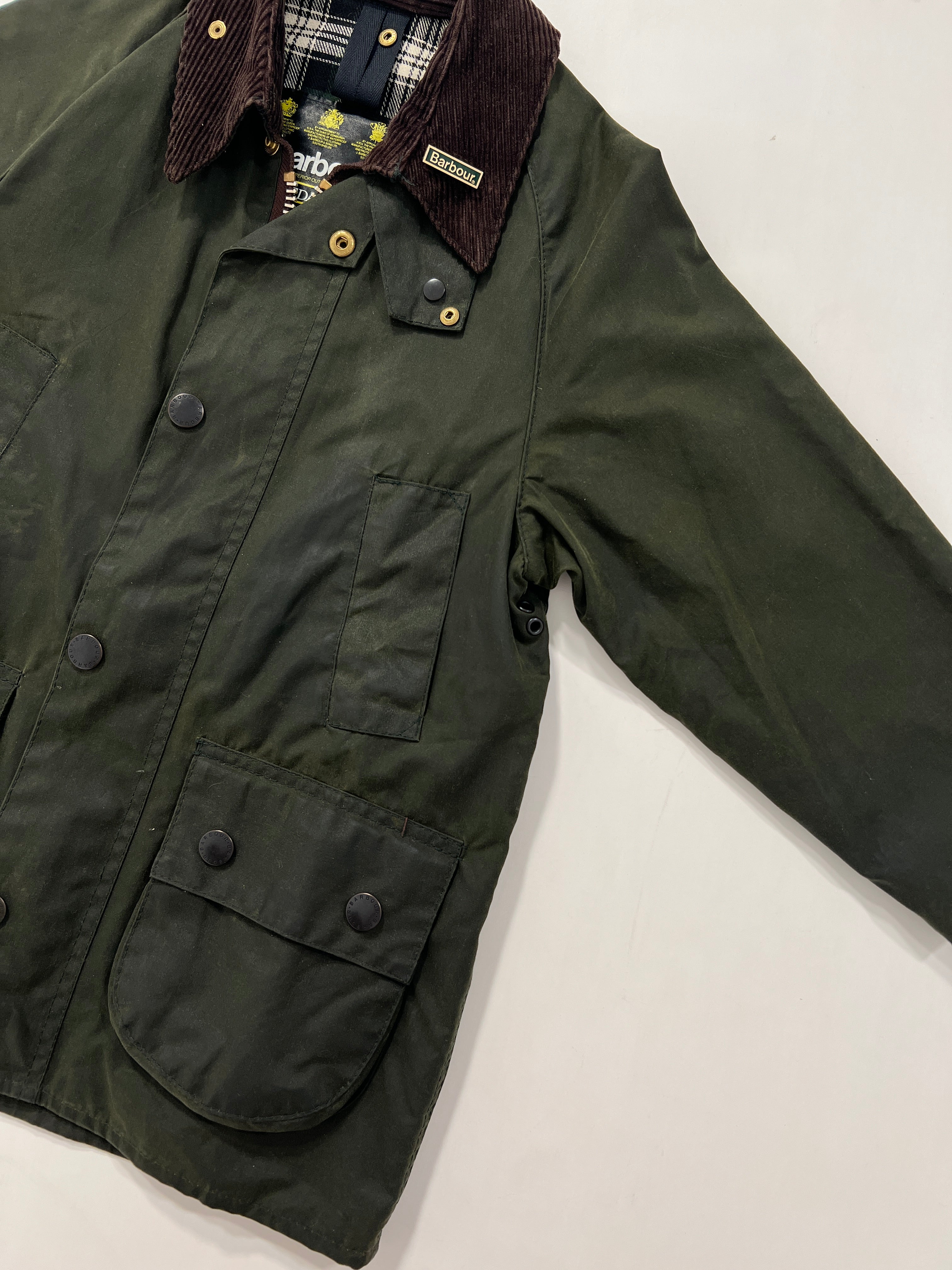 Giacca vintage Barbour Bedale verde bambino