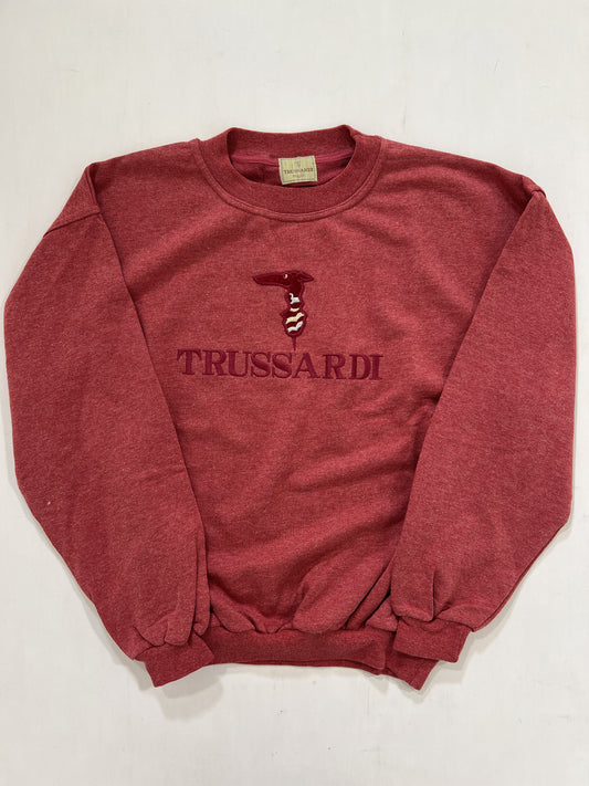 Felpa vintage Trussardi corallo ricamata tg M