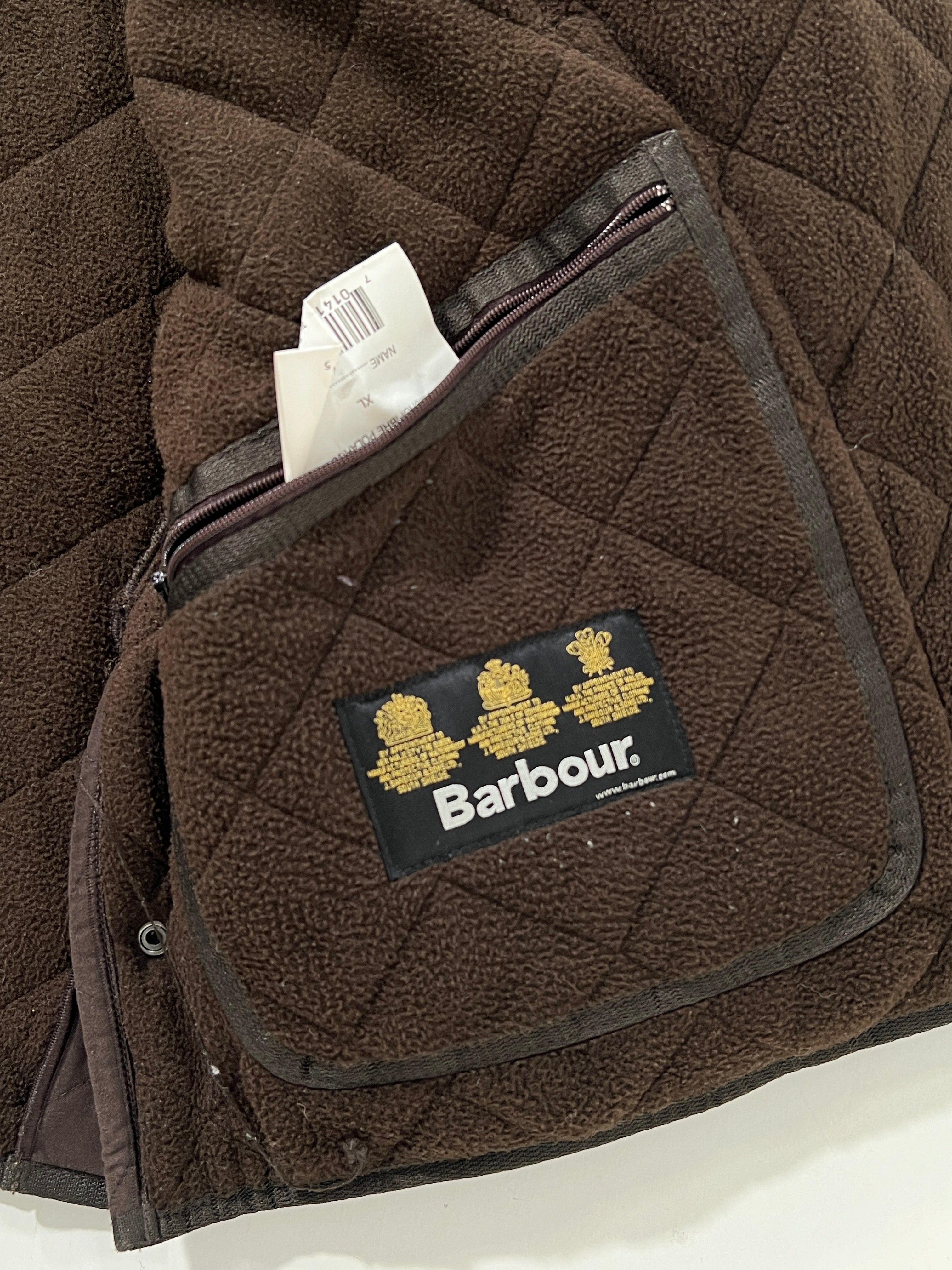 Giacca vintage Barbour in trapunta marrone tg XL