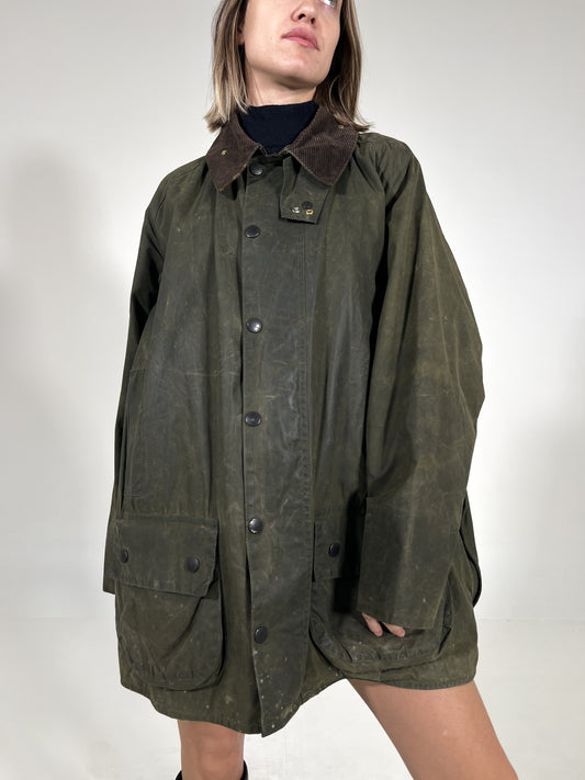 Giacca vintage Barbour Beaufort verde tg L