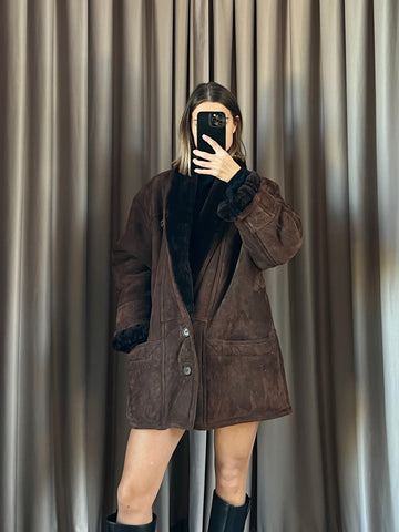 Montone vintage Shearling marrone tg 48