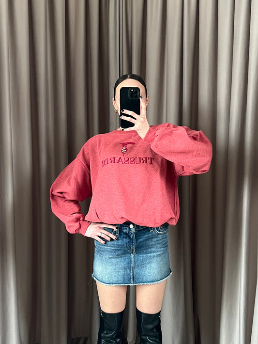 Felpa vintage Trussardi corallo ricamata tg M