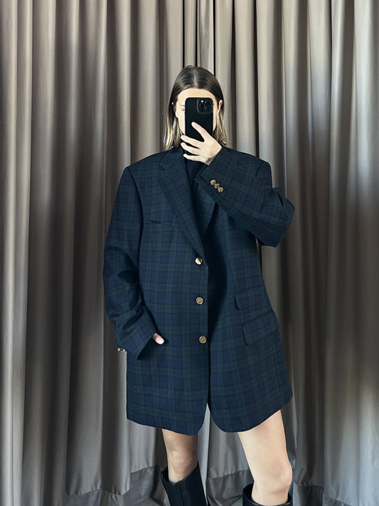 Blazer vintage Burberry tartan lana tg L/XL