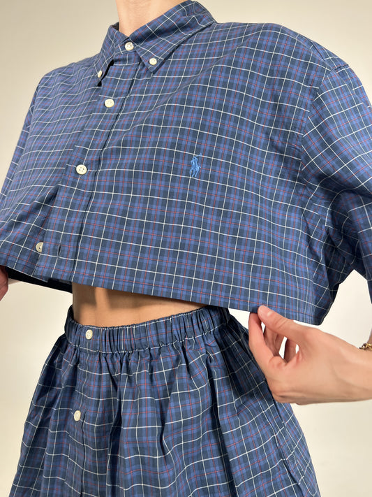 Coordinato vintage Ralph Lauren tartan blu tg U
