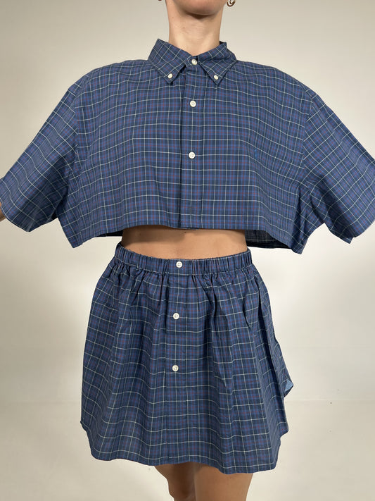 Coordinato vintage Ralph Lauren tartan blu tg U
