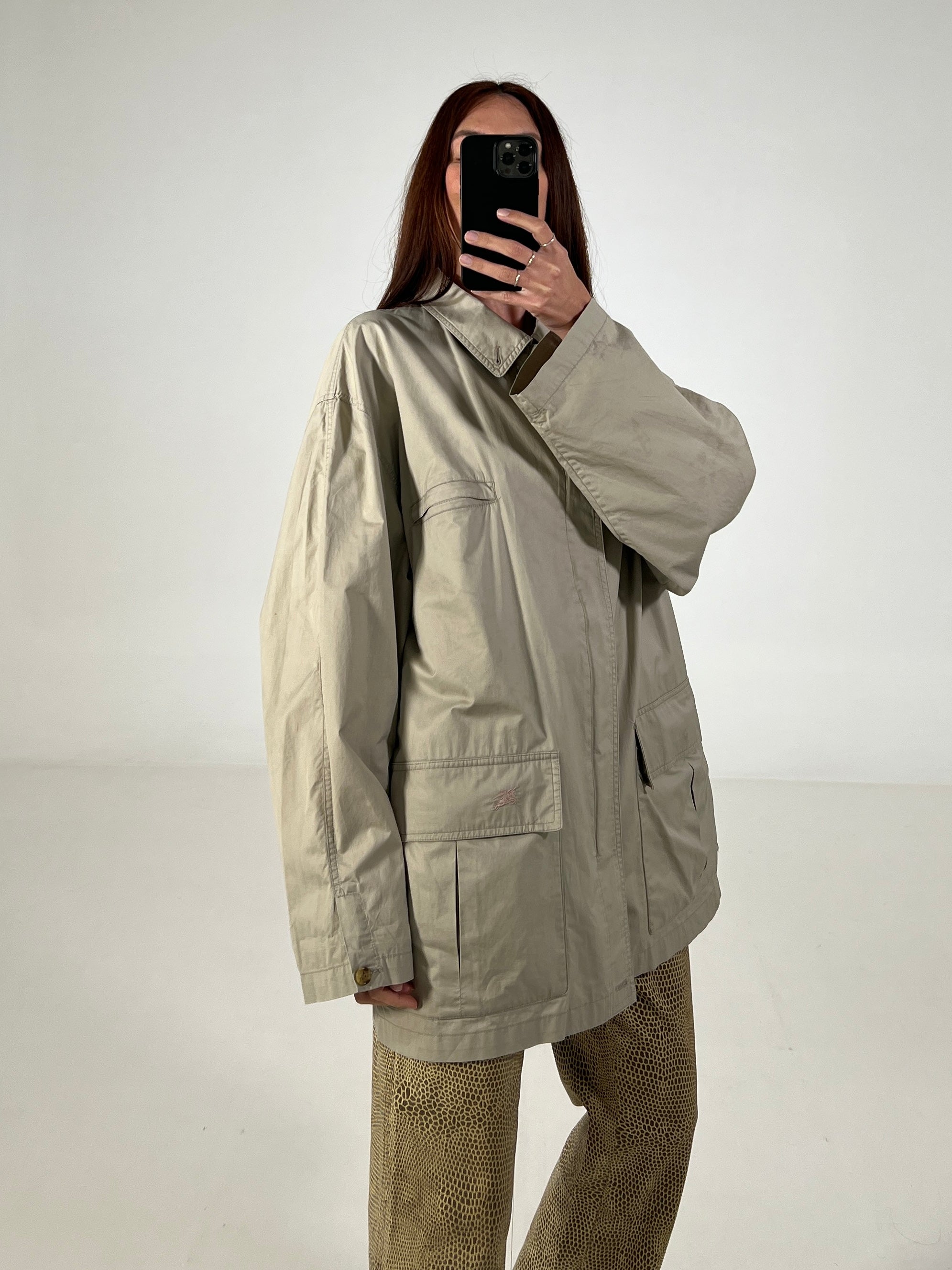 Trench vintage Burberry grigio tg L/XL