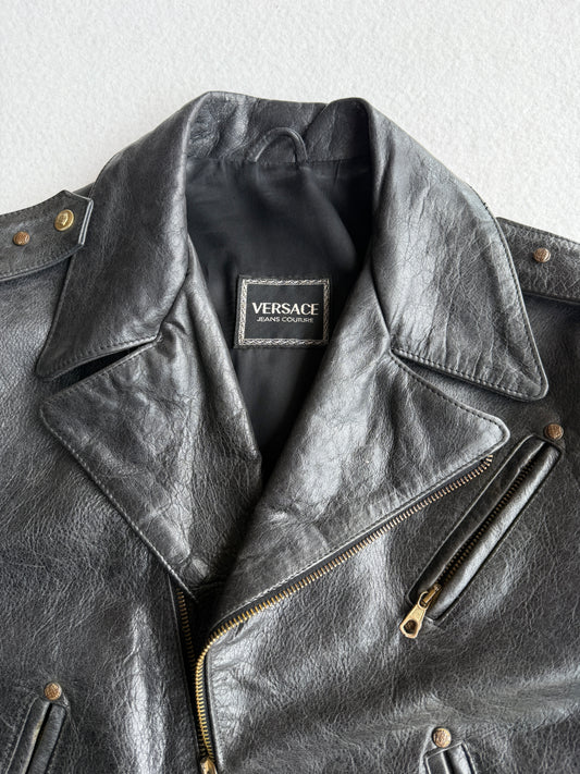 Giacca vintage Versace chiodo pelle tg S