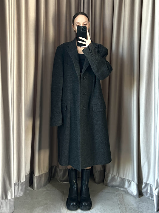 Cappotto vintage Valentino grigio in cammello tg L/XL