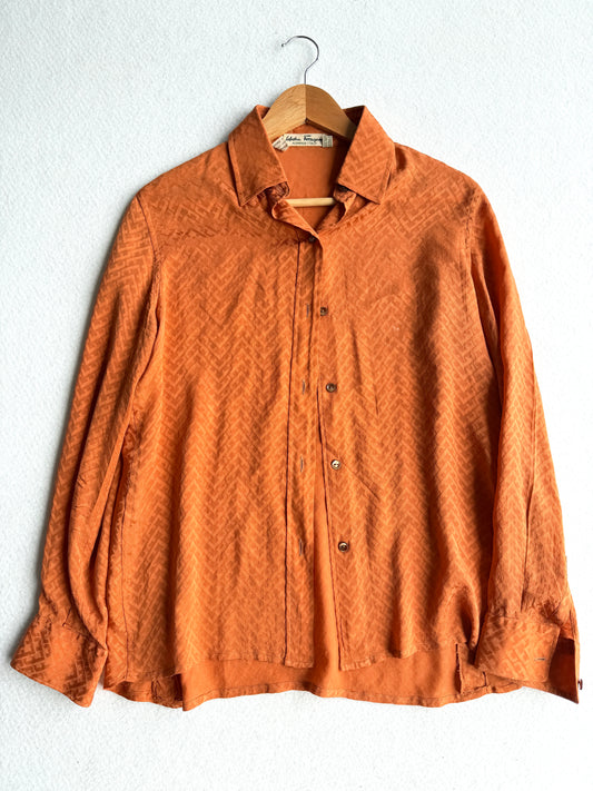 Camicia vintage Ferragamo seta arancio tg S/M