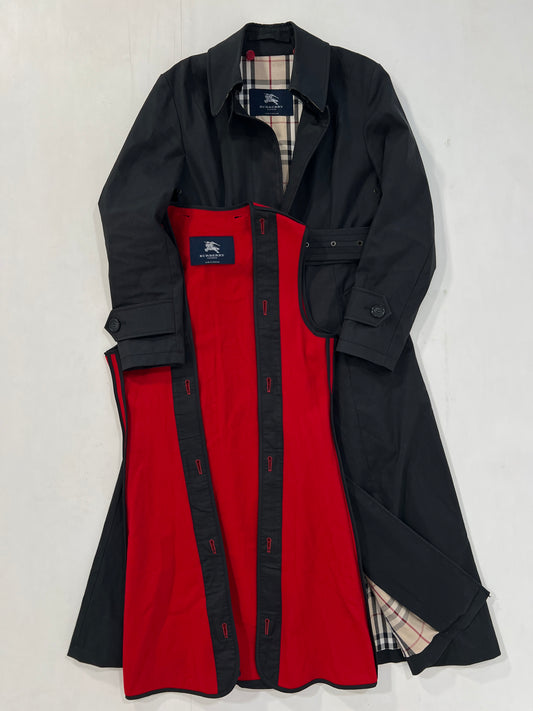 Trench vintage Burberry nero lungo con interno tg S