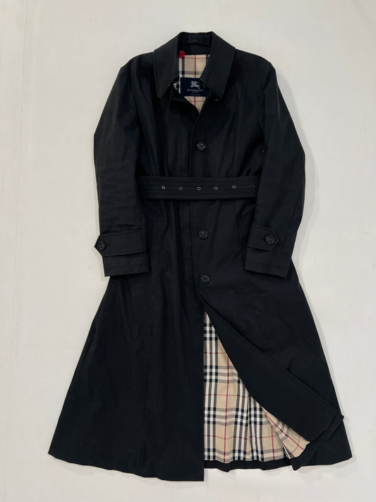 Trench vintage Burberry nero lungo con interno tg S