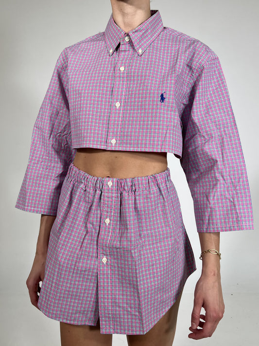 Coordinato vintage Ralph Lauren quadri rosa tg U