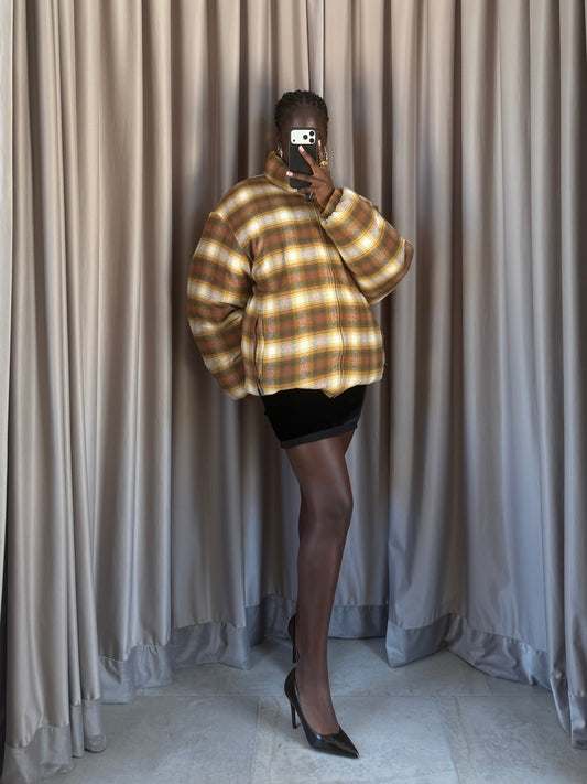 Supreme Flannel Reversible Puffer Jacket Brown tg XL