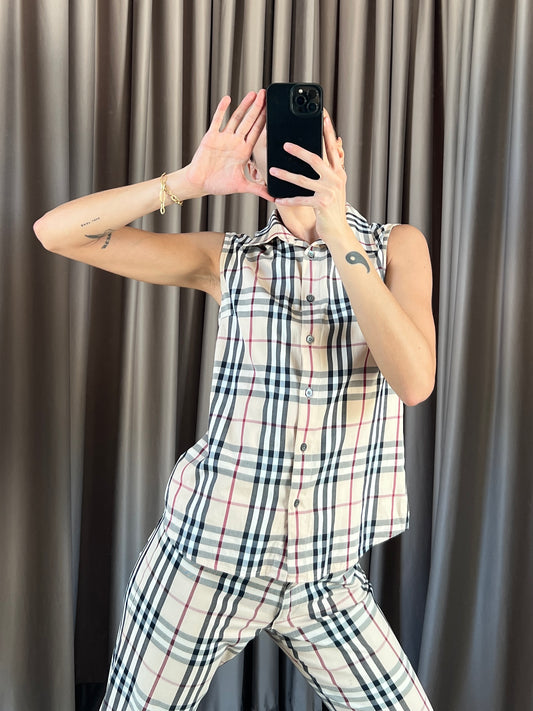 Camicia vintage Burberry smanicata tartan tg S