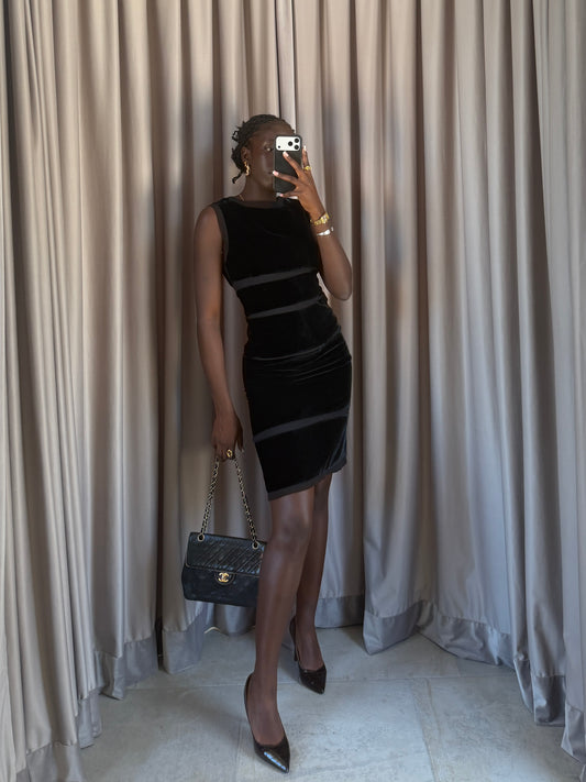 Vestito vintage Dolce & Gabbana nero velluto tg 40