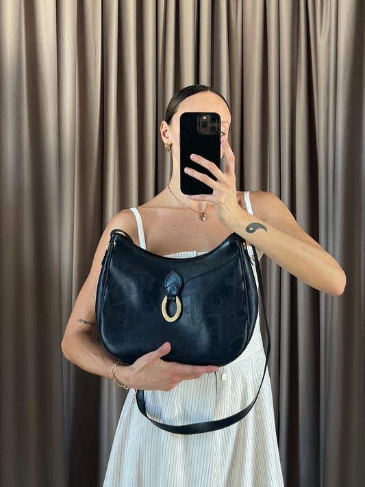 Borsa vintage Christian Dior blu monogram