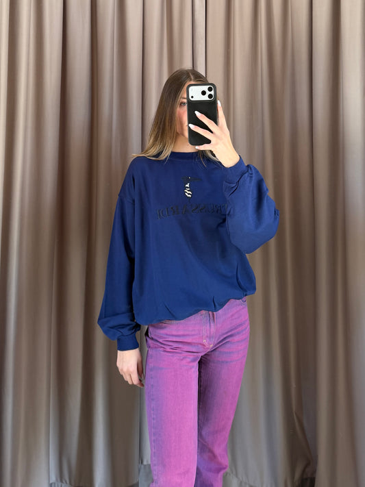 Felpa vintage Trussardi blu ricamata tg L