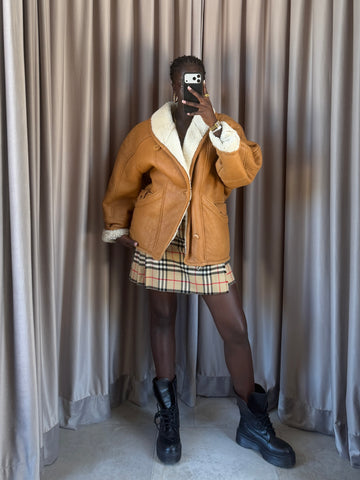 Montone in Shearling vintage marrone chiaro tg M/L