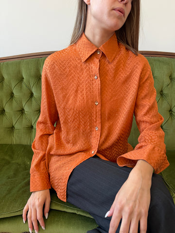 Camicia vintage Ferragamo seta arancio tg S/M