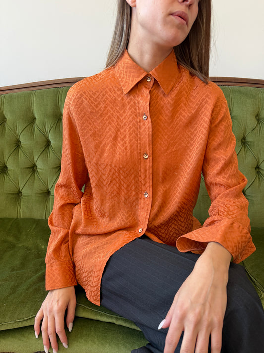 Camicia vintage Ferragamo seta arancio tg S/M