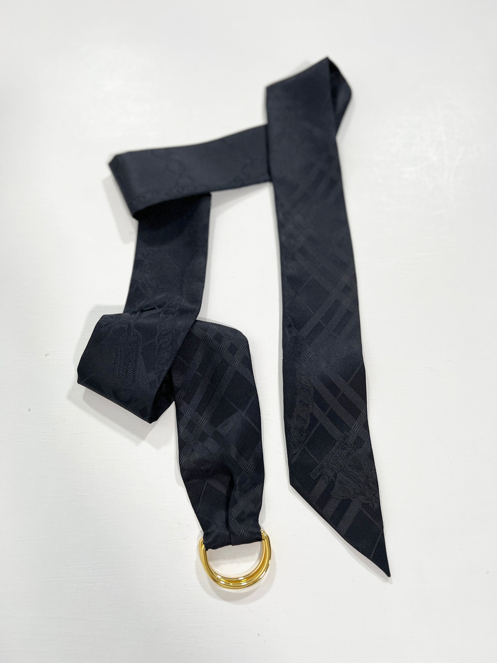 Cintura vintage Burberry in seta nero – Apotheke vintage