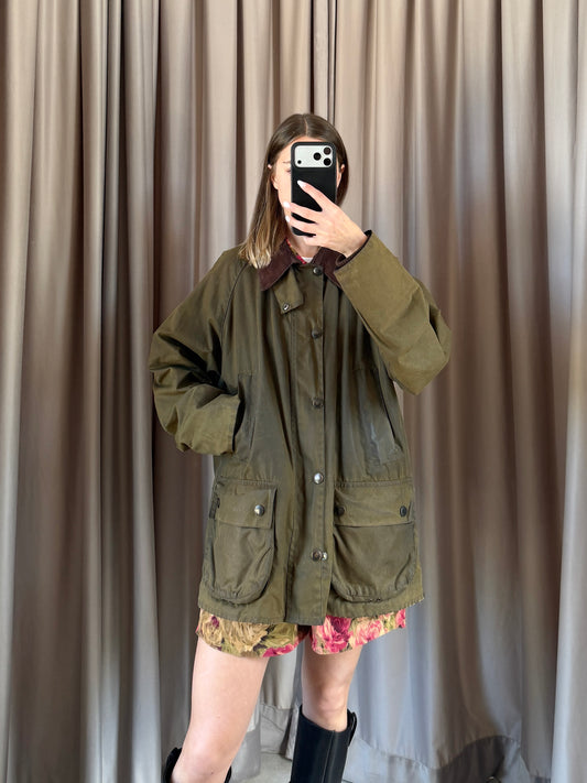 Giacca vintage Barbour Bedale verde tg M