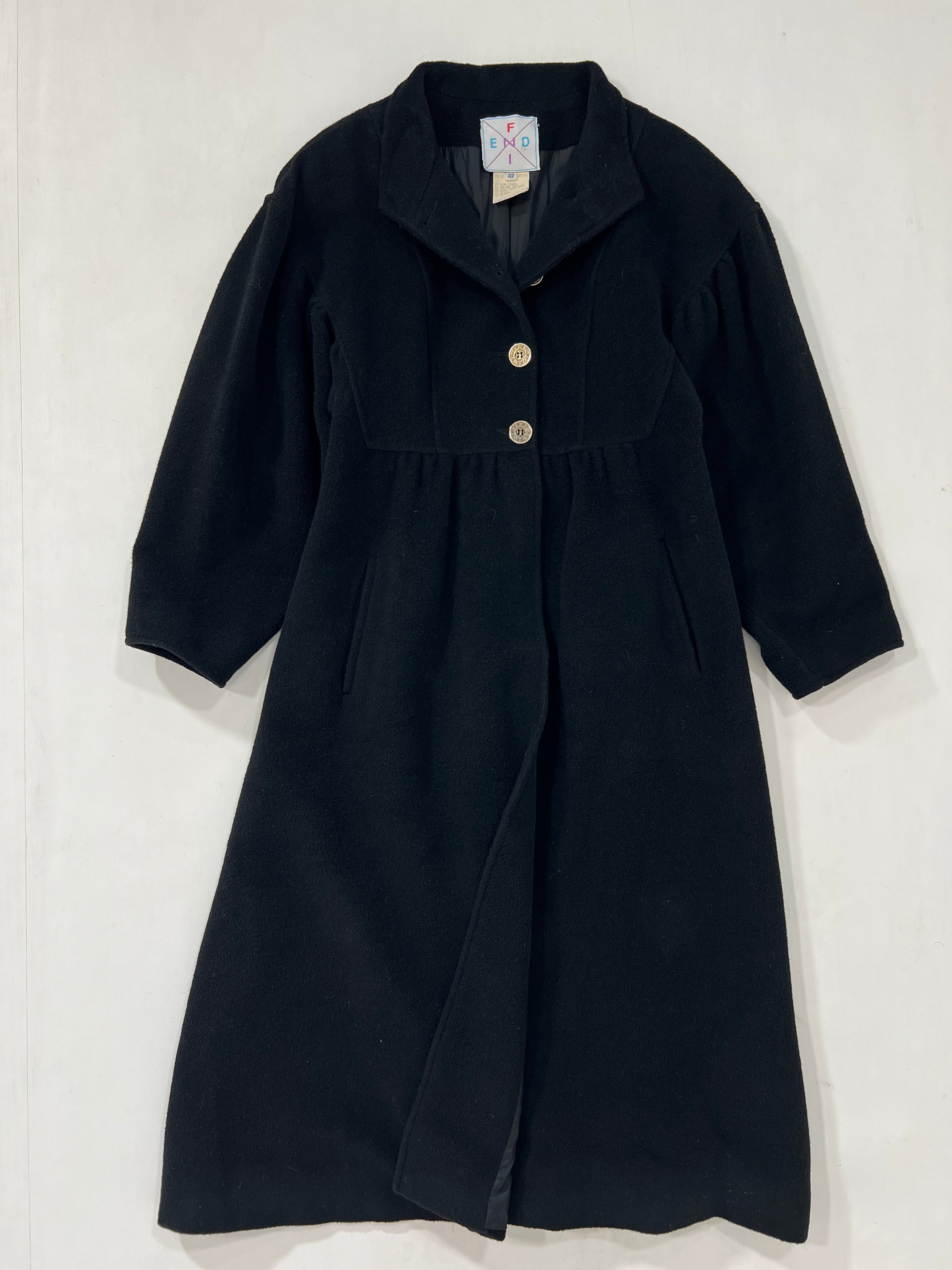 Cappotto vintage Fendi nero alpaca tg 42