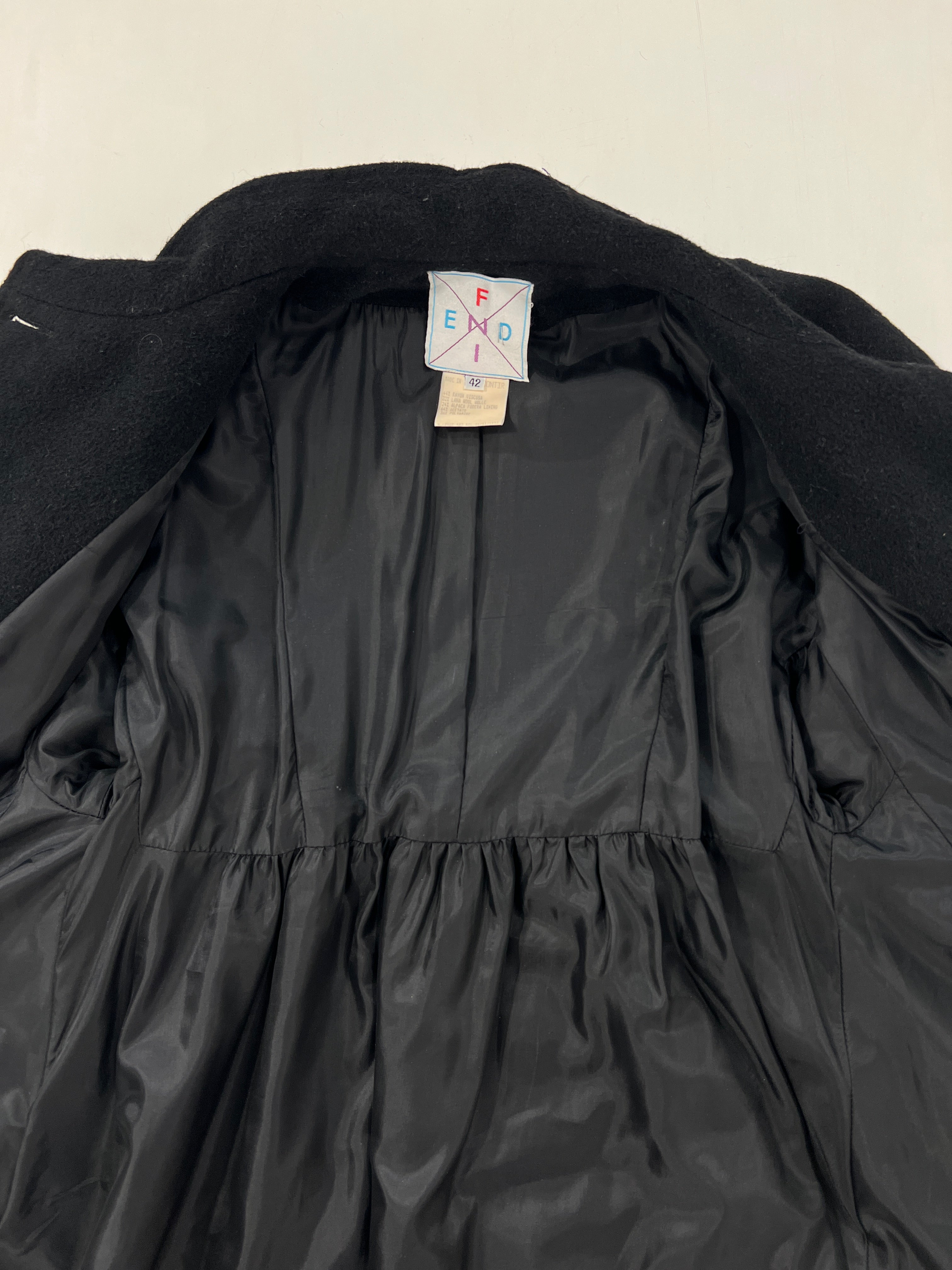 Cappotto vintage Fendi nero alpaca tg 42