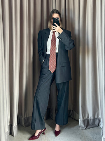 Abito vintage Yves Saint Laurent gessato grigio tg L