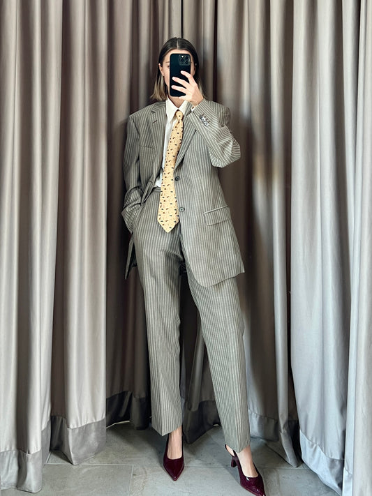 Abito vintage Versace grigio righe tg 46