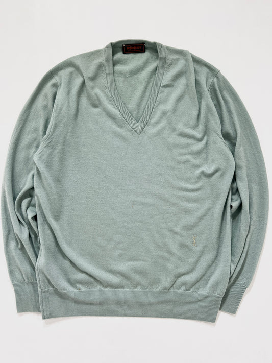 Maglia vintage YSL turchese in lana tg XL