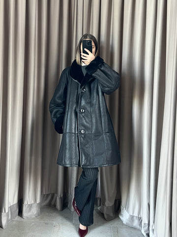 Montone vintage Shearling nero tg 42