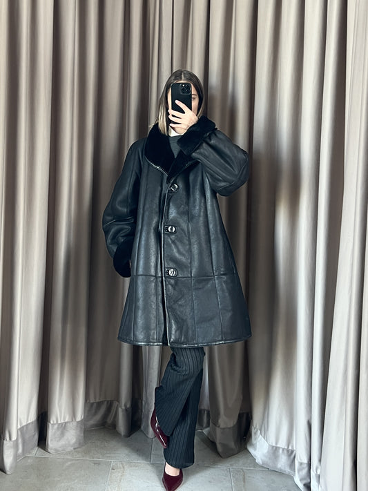 Montone vintage Shearling nero tg 42