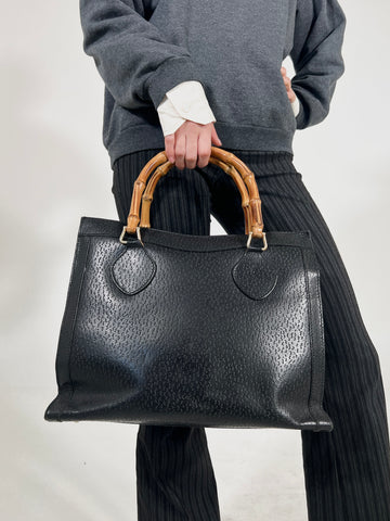 Borsa vintage Gucci bamboo nero