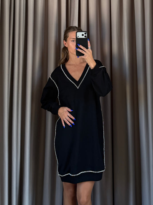 Vestito McQueen nero con brillantini tg M