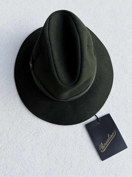 Cappello Borsalino Pieghevole in Feltro Verde