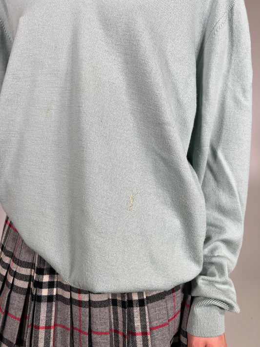 Maglia vintage YSL turchese in lana tg XL
