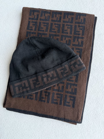 Cappello vintage Fendi lana nero monogram