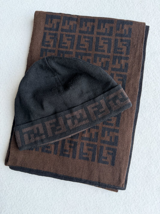 Cappello vintage Fendi lana nero monogram