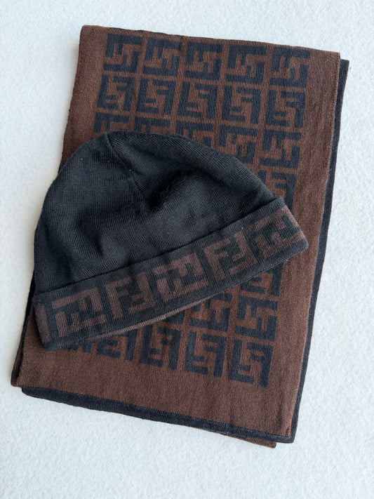 Sciarpa vintage Fendi lana monogram