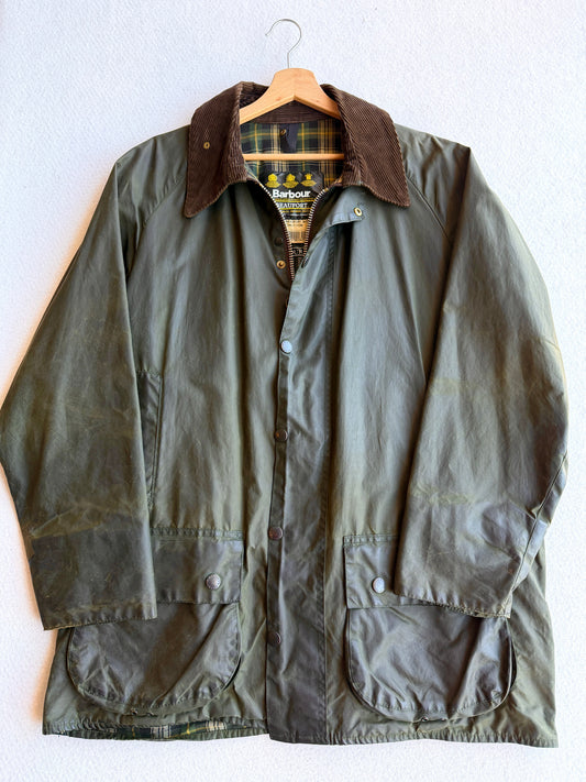 Giacca vintage Barbour Beaufort verde con interno tg C46