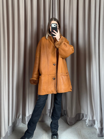 Montone vintage Shearling marrone tg XL